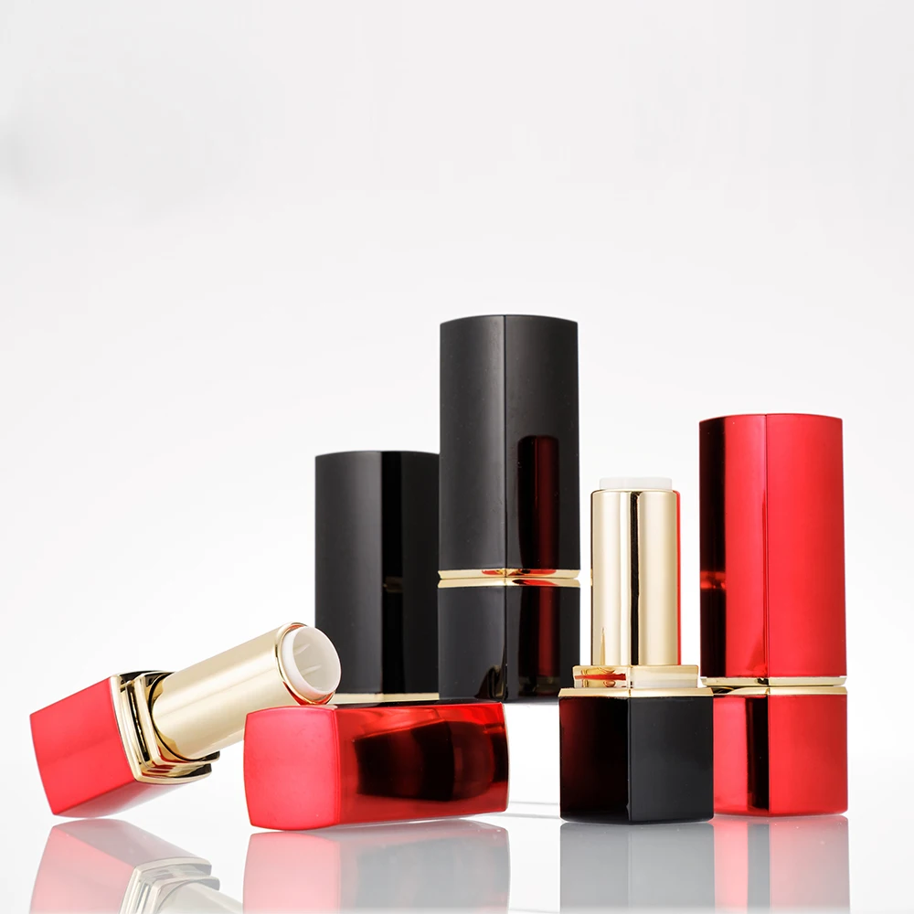 

100pcs red/black lipstick packaging tube 12.1mm DIY square makeup women cosmetic lipstick tube