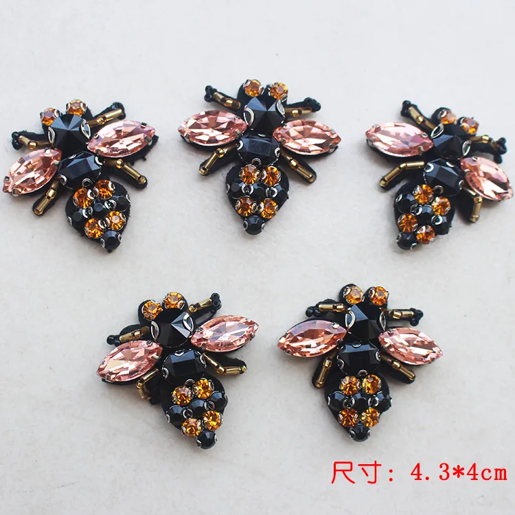 5pcsManual nail bead sequins patch stick insect dragonfly ant bee applique patch embroidery clothing decoration wasp patches