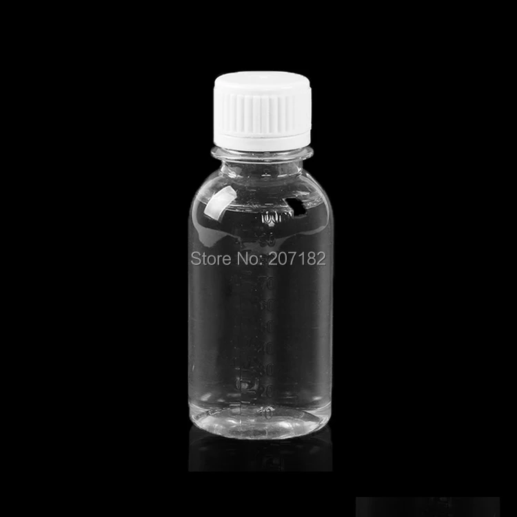 

100PCS 100ml PET Bottle With Scale On The Body, Transparent Color Plastic Liquid Bottle, Pill Bottles---Safety Screw Cap