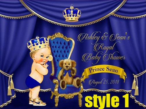 custom Royal Blue Prince Crown Baby Shower Throne Theater Curtain background   Computer print party photo backdrop