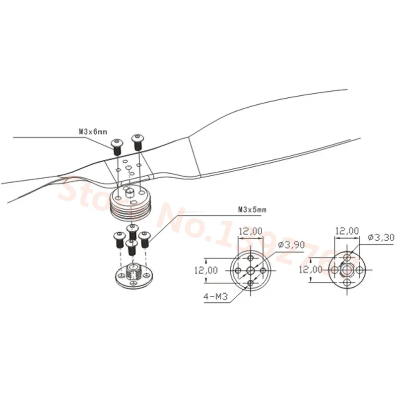 DIY 멀티로터 드론 쿼드콥터 RC 헬리콥터용 알루미늄 어댑터, CNC 퀵릴리즈 패들 시트 M3, 12mm 타로 CW CCW, 50 개