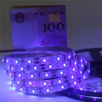 12V Ultraviolet UV LED Blacklight Strip Waterproof IP65 Night Fishing 395nm 60leds/m 2835 SMD White / Black PCB LED Strip Lights