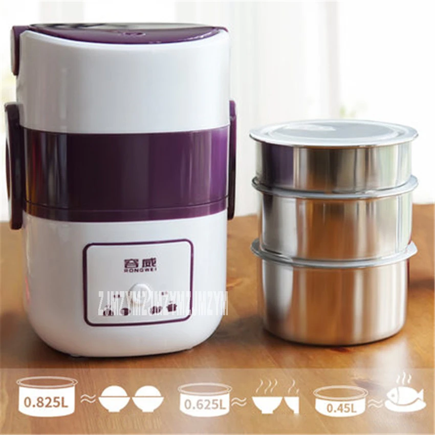 RW-01 220V/250W Electric Food Steamer Multifunctional Household Three Layers 304 Stainless Steel Split Hot Pot Mini Steamer 1.9L