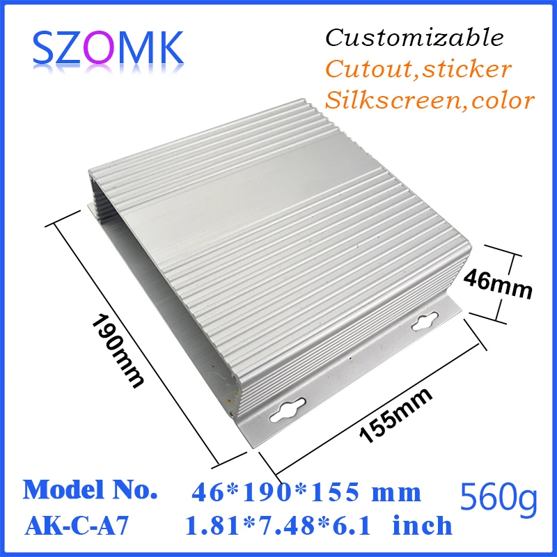 SZOMK hot selling aluminum amplifier enclosure for electronics (10Pcs) 46*190*155mm case enclosure for pcb temperature tester