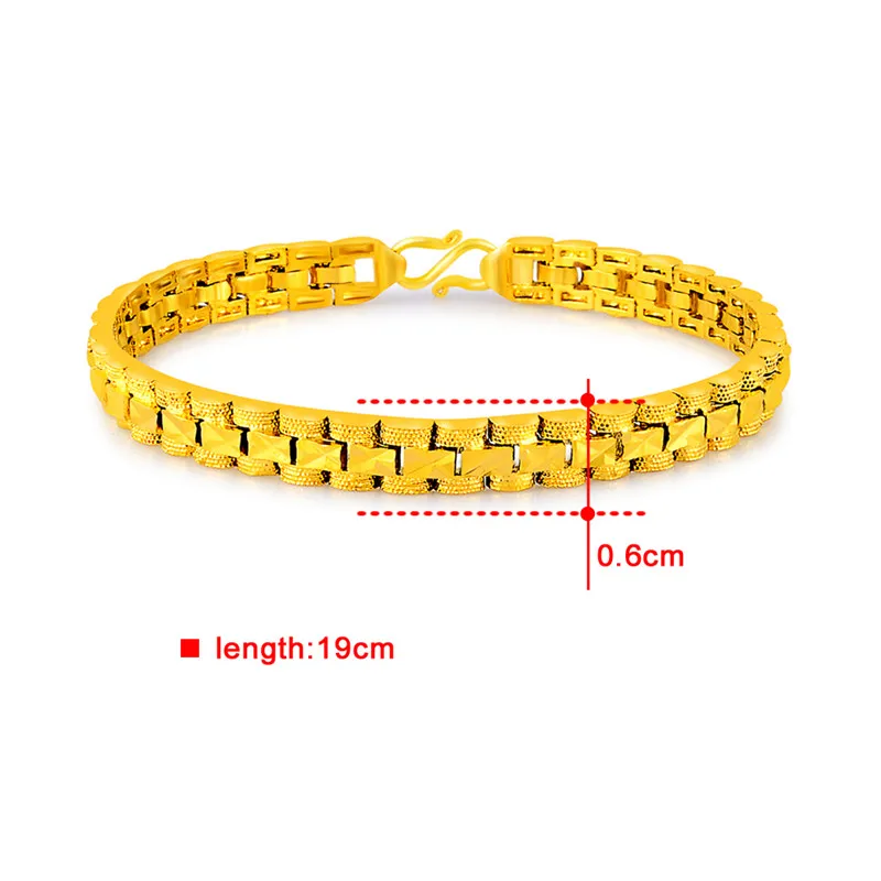 24k Gold GP 6MM /8mm /12mm Watchband Bangle/Bracelet  for Men Women Drop Shipping.Wholesale Pure Gold Color Men\'s Jewelry Gift