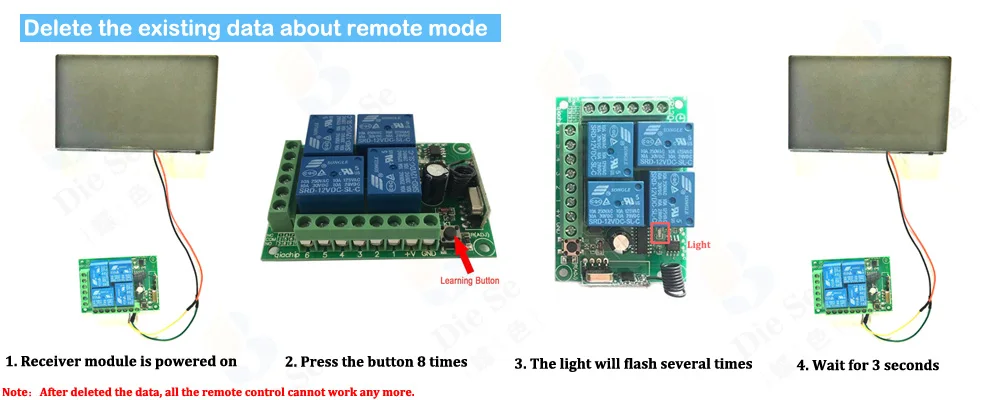 Steowsey 433MHz Telecomando Universale Interruttore Wireless Relè - Foto 8