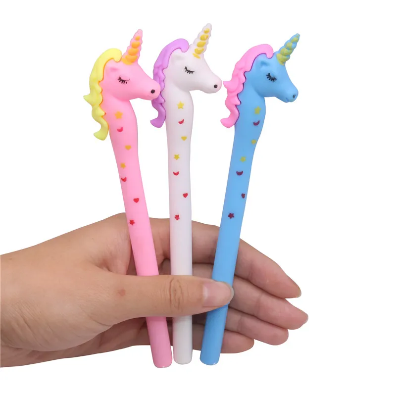 3 Pcs Cute Spot Nnicorn Pen Exam Special Pen Black I9nk 0.5mm Plastic Pen Student Learning Kawaii Gift Office School Supplies