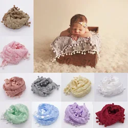 Newborn Baby Photography Props Accessories Soft Lace Bebe Wraps With Tassels Infant Boy Girl Pictures Clothes Scarves