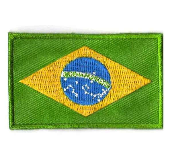 

2.5" Brazil Flag Cloth Patches/Embroidery Patch merrow &flat broder iron on backing free shipping by Post