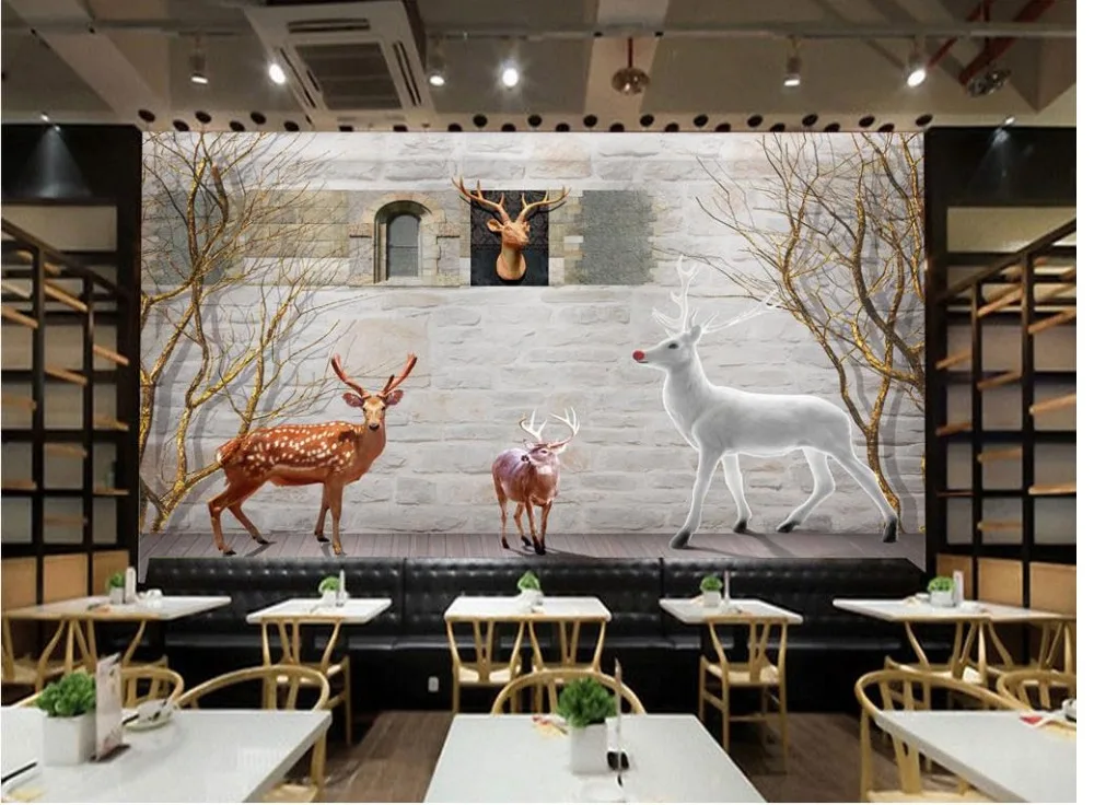 3d wallpaper for room North American rural retro white deer woods decorative painting murals photo 3d wallpaper