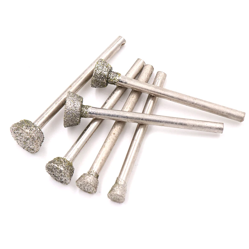 4pcs 5-10mm Diamond Grinding Head Grind Inverted Trapezoid Burrs Metal Stone Jade Engraving Carving Peeled Tools E Needle DaoTC