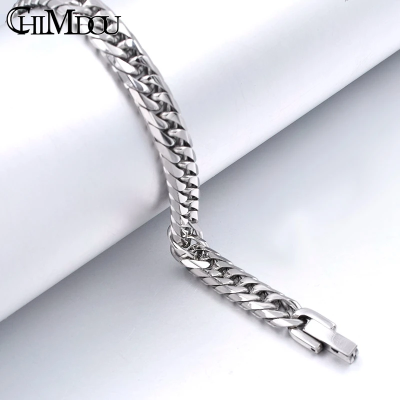 CHIMDOU 21cm 7mm,Women Stainless Steel Chain bracelet for men jewelry fashion 2023 Christmas Gift