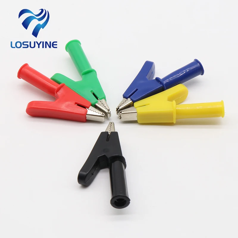 Cleqee P2002 2PCS 5 Color 380V 20A Crocodile Alligator Clips Safety Test folders For 4mm Banana Plugs