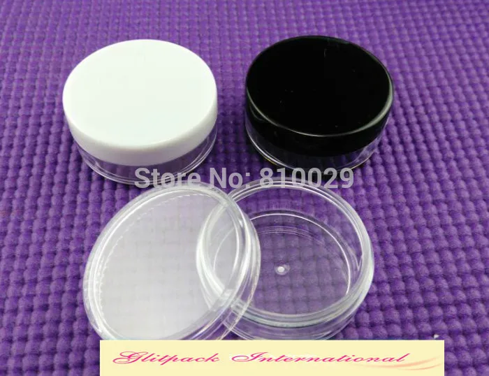 

100pcs/lot Empty 20g Round Plastic Jar Black Cap,White Cap,Clear Cap Cosmetic Jar Flat Clear Cream Container Straight Lid