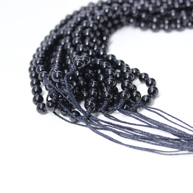 Black Obsidian 6mm Beads Necklace For Pendant Natural Stone DIY Lucky Beads Chain Necklace Jewelry Accessories For Men/Women