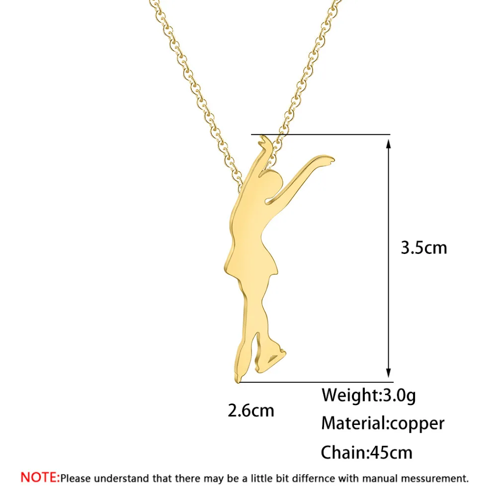 QIAMNI Trendy Women Girls Dancer Figure Skating Pendant Necklace Ice Skating Sports Jewelry Birthday Charm Memorial Gift Collars