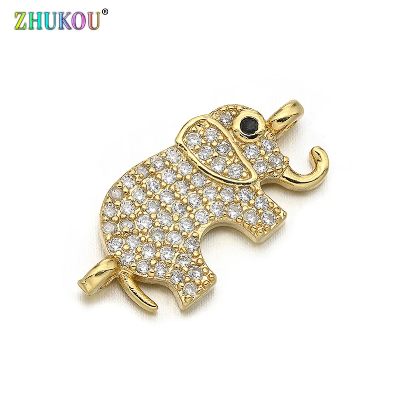 21*10mm High Quality Elephant shape Brass Cubic Zirconia Charms Connectors DIY Jewelry Findings Making, Hole:1.2mm Model: VS289