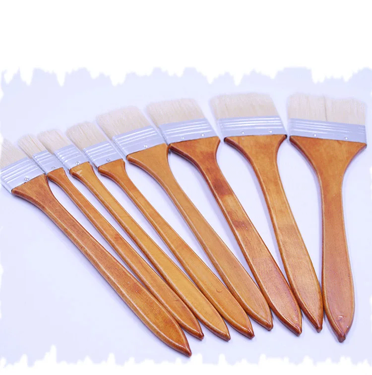 8pcs/set Wide brush pig bristle brush row pen long rod brush Shading scrubbing oil painting brush