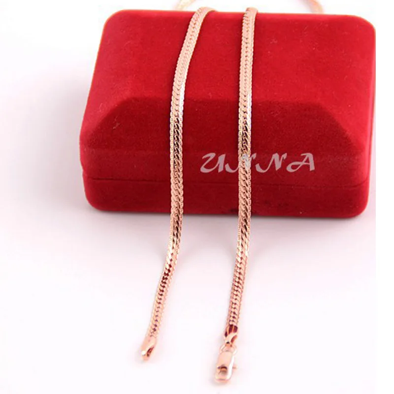 New 3mm 4mm Herringbone Snake Chain Man Woman Rose Gold Color Necklace \\ (NO RED BOX)