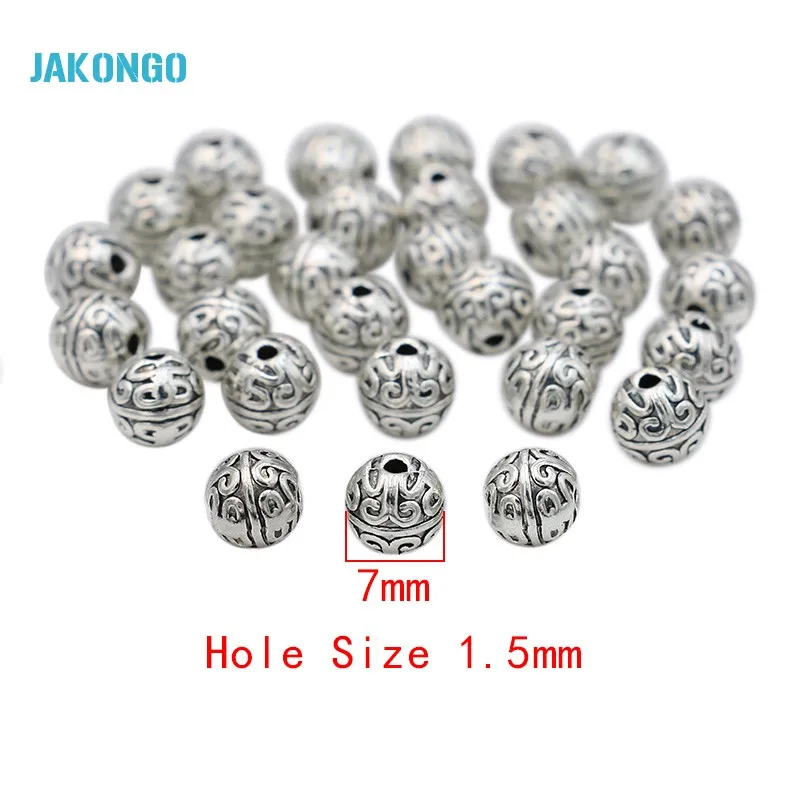 20Pcs Spacer Beads Antique Silver Plated Loose Beads for Jewelry Making Bracelet Accessories Handmade Craft 7mm - Image 3