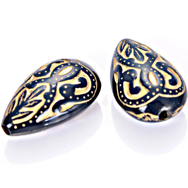 Miasol 50 Pcs Retro Vintage Inspired Acrylic Teardrop Waterdrop Antique Design Spacers Beads For DIY Jewelry Making Accessories