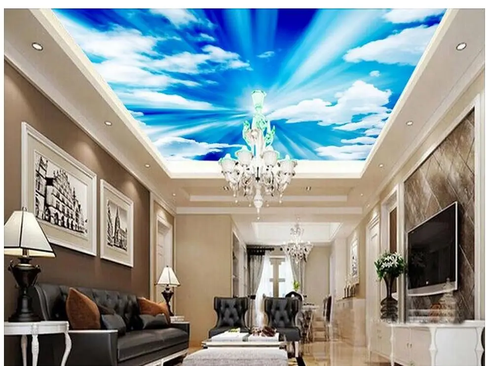 wallpaper 3d ceiling 3d wallpaper for room Blue sky and white sunshine ceiling decoration murals photo 3d wallpaper