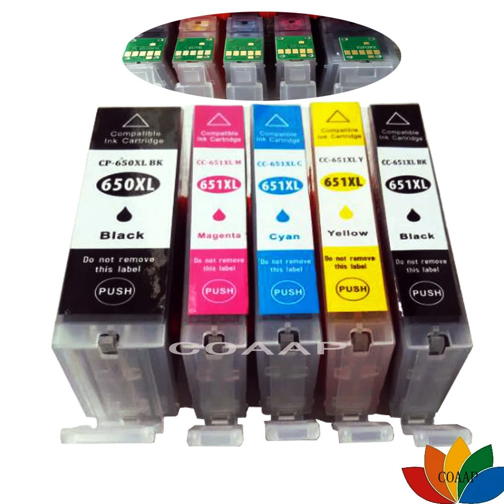 5 Compatible PGI650 CLI651 XL Ink Cartridge For CANON Pixma MG5560 MG5660 ix6860 IP7260 MG5460 MX726 MX926 Printer