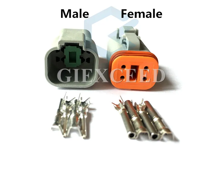 2 Sets 4 Pin DT04-4P AT04-4P DT06-4S AT06-4S Waterproof Auto Connector AC Assembly Electrical Throttle Motor Plug For Excavator