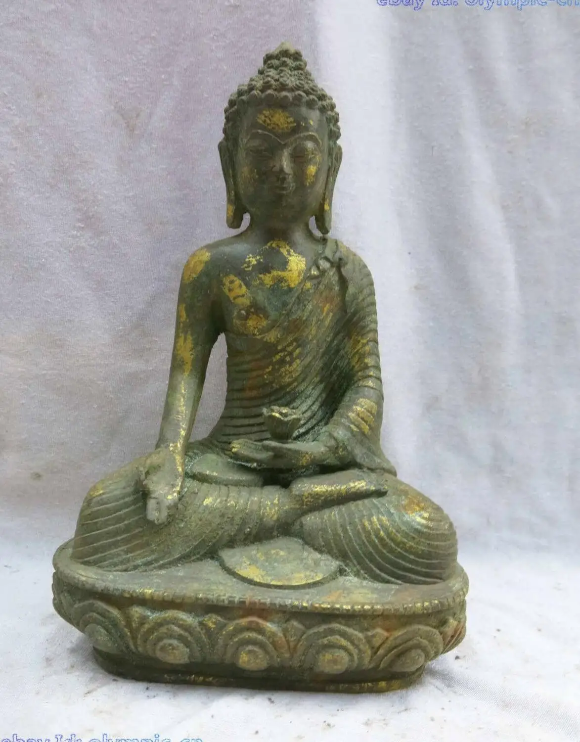 9' China bronze gild carved Buddhism apothecary Medicine Buddha Sculpture Statue