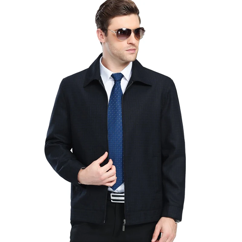 

New Arrival Men Business Wool Jacket Spring Autumn Male Casual Brand Solid Black Windbreak Parka Outwear Warm Overcoat CF208