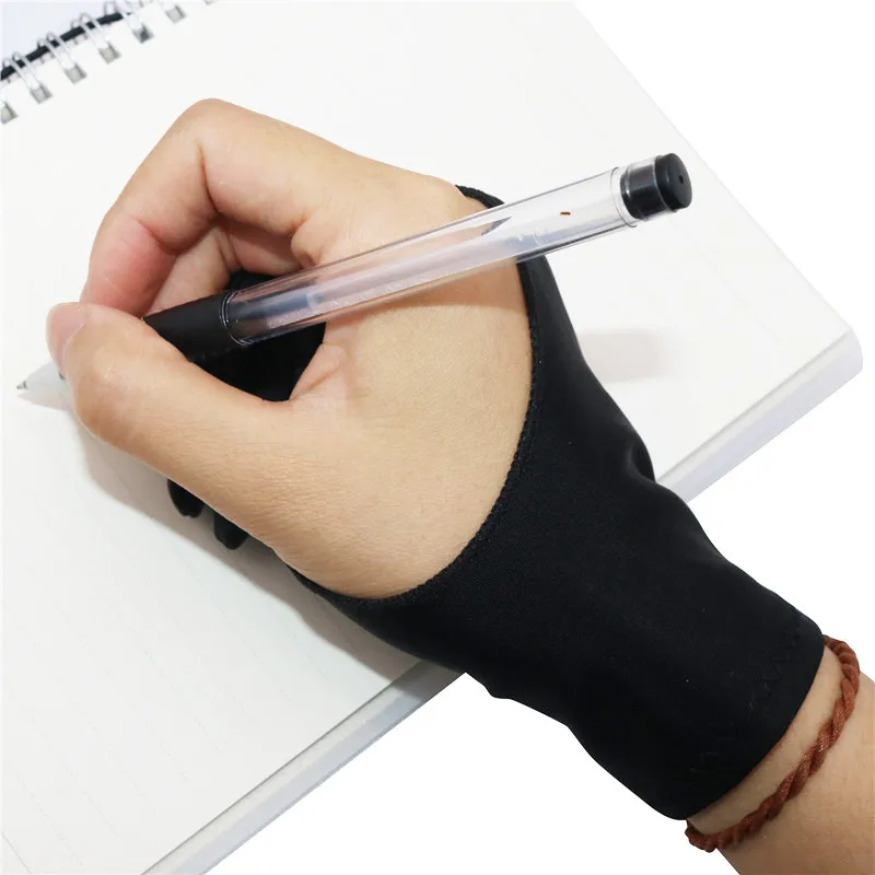 1 pçs quente livre tamanho dois dedo anti-incrustação luva para o artista desenho & caneta tablet gráfico almofada luvas domésticas frete grátis