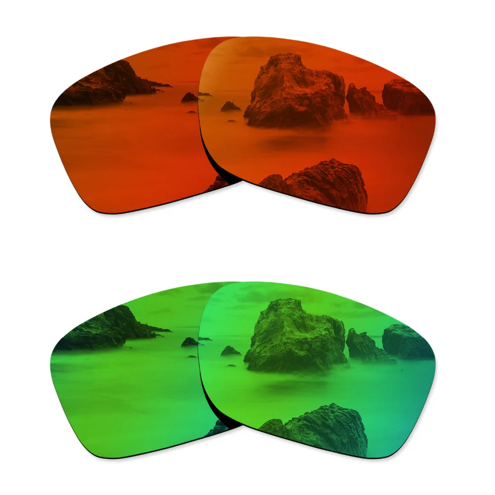 

Glintbay 2 Pairs Polarized Sunglasses Replacement Lenses for Oakley Holbrook Fire Red and Emerald Green