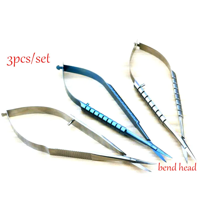 3pcs/set Stainless Steel/Titanium Straight Head Ophthalmic Instruments 12.5 cm Micro Scissors, Microsurgical Corneal Scissors