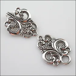 4Sets Tibetan Silver Clouds Heart Flower Bracelet Toggle Clasps Connectors