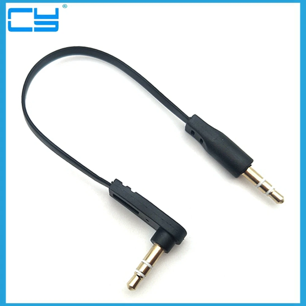 Short 10CM 3.5MM Male To Male 90 Degree Right Angled Aux Audio Cable Line