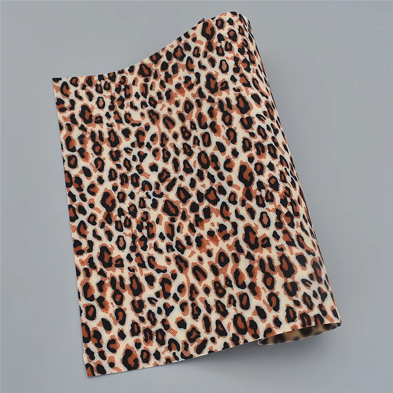 A4 21x29cm Leopardo Stampato In Pelle PVC Tessuto di Cucito FAI Da TE Materiale Indumenti Accessori Artigianali