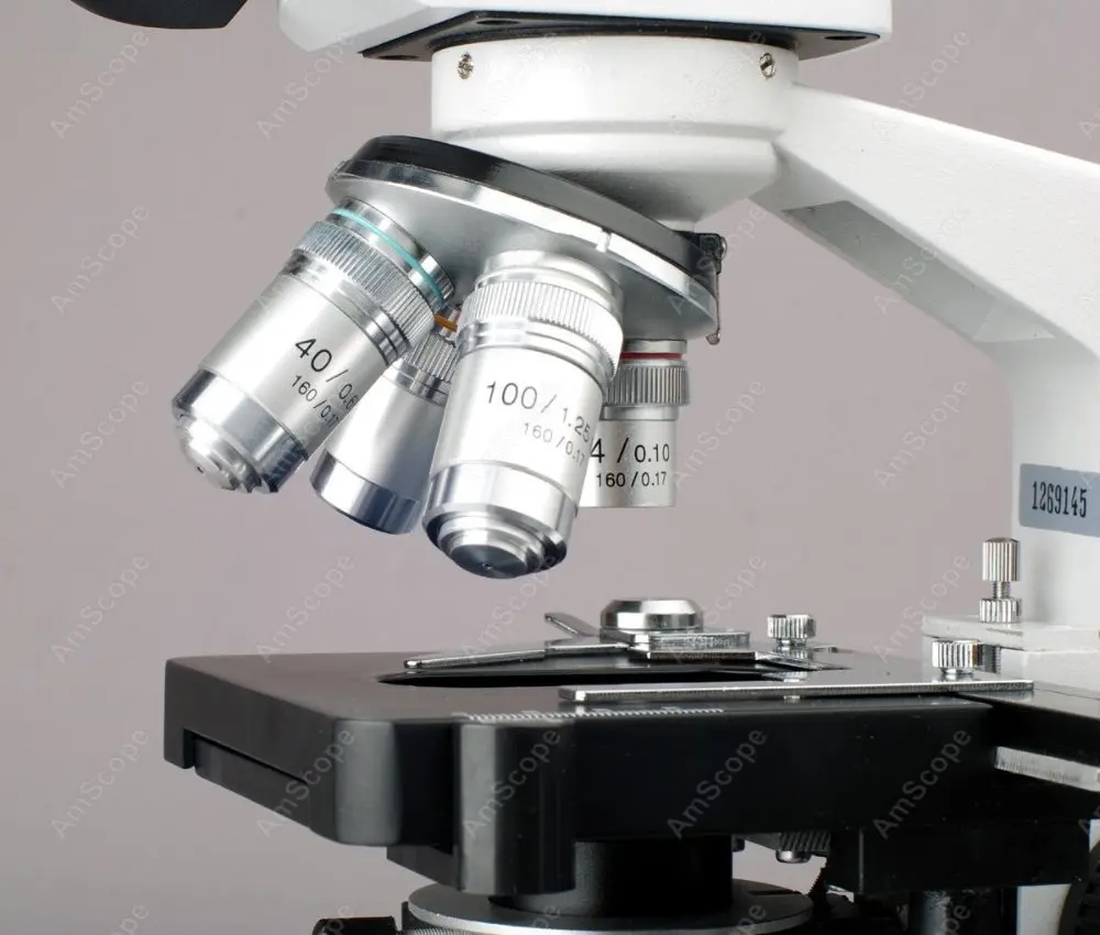 Imagem -04 - Microscópio Binocular Led de Laboratório Suprimentos Amscópio 40x2500x com Duas Camadas Mecânico 3d