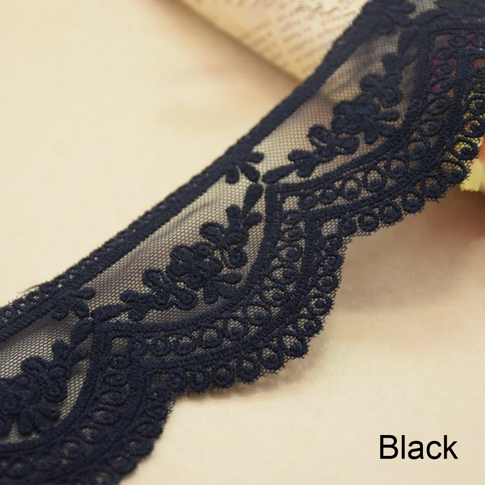 5cm 2 Colors Cotton Embroided Lace Ribbon Guipure Trim Fabric DIY Sewing Accessories Supplies African French Lace Applique#3545