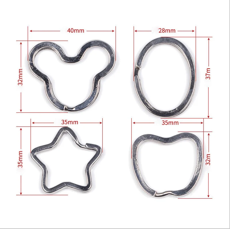 REGELIN Star/Oval/Heart Shape 25/28/30/33mm Round Keychain Circle Keyring Findings Fit DIY Keychain Rings Circles Accessories