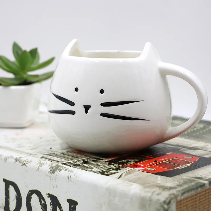 Ceramic Cute Cat Mugs With Spoon Coffee Tea Milk Animal Cups With Handle 400ml Drinkware Nice Gifts