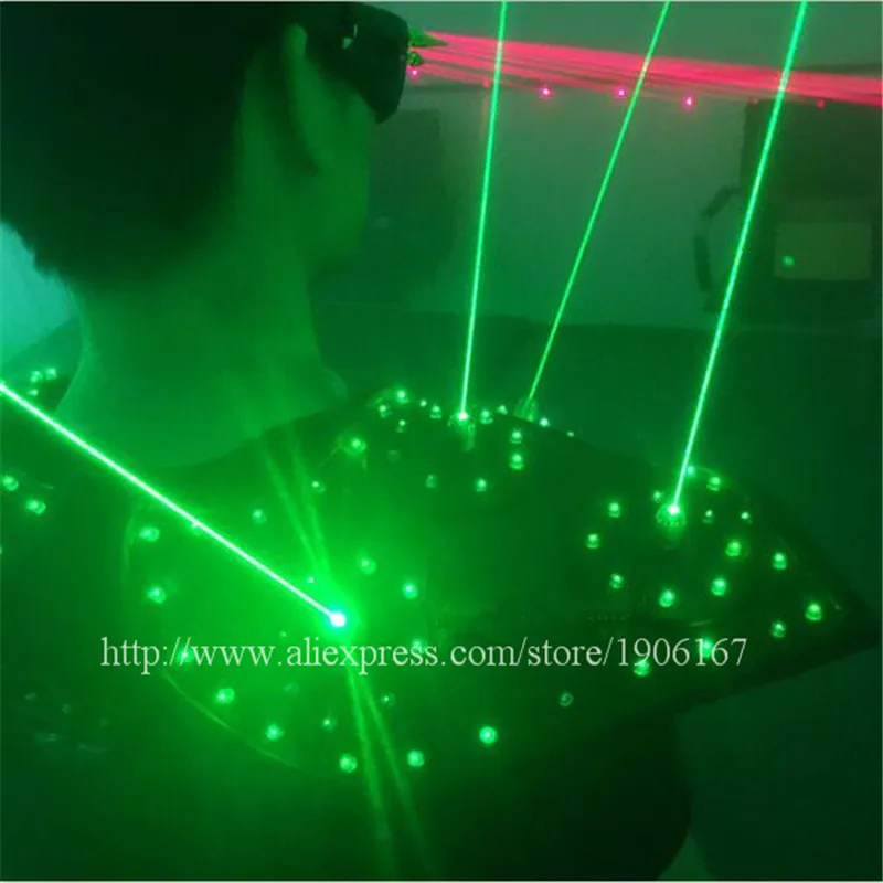 

Hot Sale Green Led Luminous Laser Man Show Shoulder And Red Laserman Glasses Party Dancer Singer DJ Stage Wears Ballroom Costume