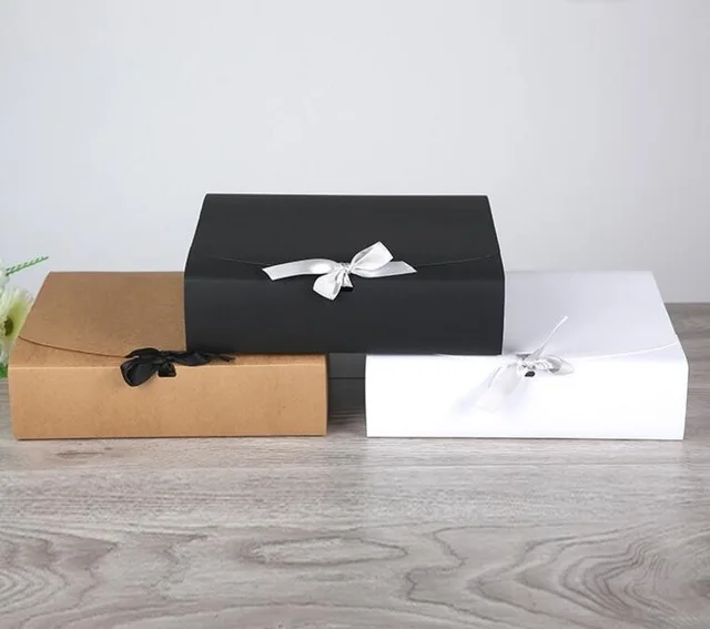 

31*25.5*8cm large brown paper gift box big size kraft cardboard boxes large size white paper box for T shirt 10pcs/lot