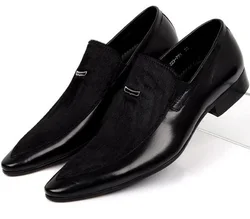 Large size EUR45 Black mens suede dress shoes genuine leather pointed toe business dress shoes mens wedding shoes