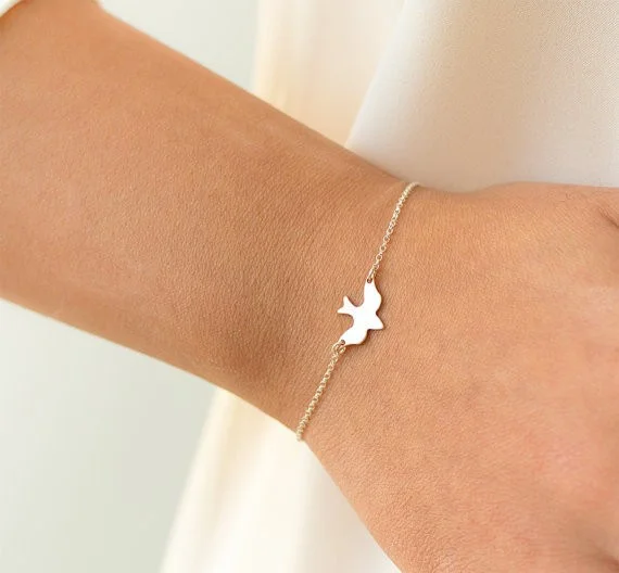 Dove Bird Tiny Peace Dove Bracelet Soar Flying Birds Bracelet Little Cute Swallow Baby Bird Bracelets Abstract Bracelets