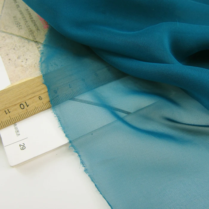 

3 meters 150cm 59" wide peacock blue soft gauze chiffon fabric skirt dress blouse clothes materials LX137