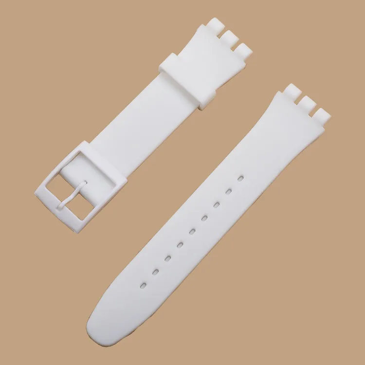 SeaTopTon Solid Silicon Rubber 17mm 19mm 20mm For SWATCH Watch Accessories Military watchbands Strap Bands Plastic Buckle