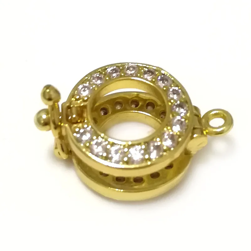 7x14mm Yellow Gold Filled Clip-on Hinged Necklace Connector with Diamond