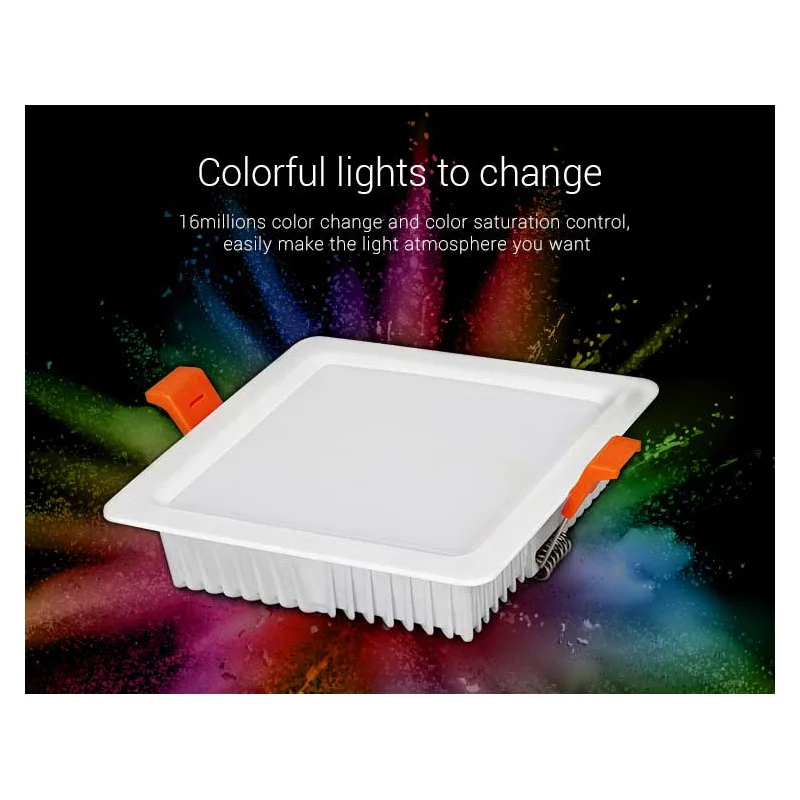 Miboxer FUT064 9W RGB+CCT Square LED Downlight AC100~240V,FUT089 8-Zone RGB+CCT Remote Controller