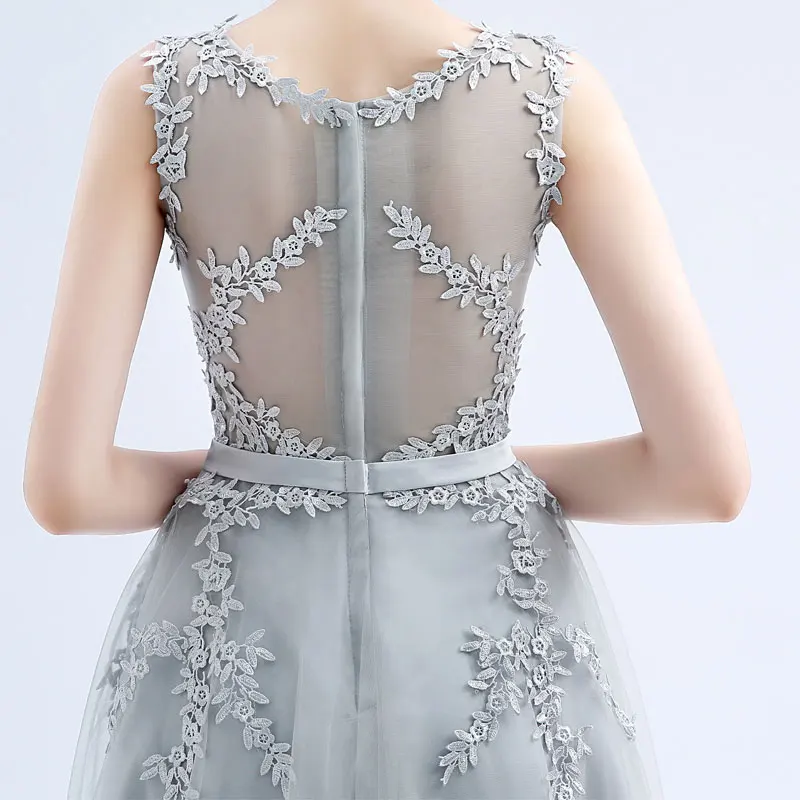 ชุดแต่งงานสั้น Elegant Lace Sheer กลับชา-ความยาวงานแต่งงานชุดเจ้าสาวอย่างเป็นทางการ Gowns Vestido De Noiva