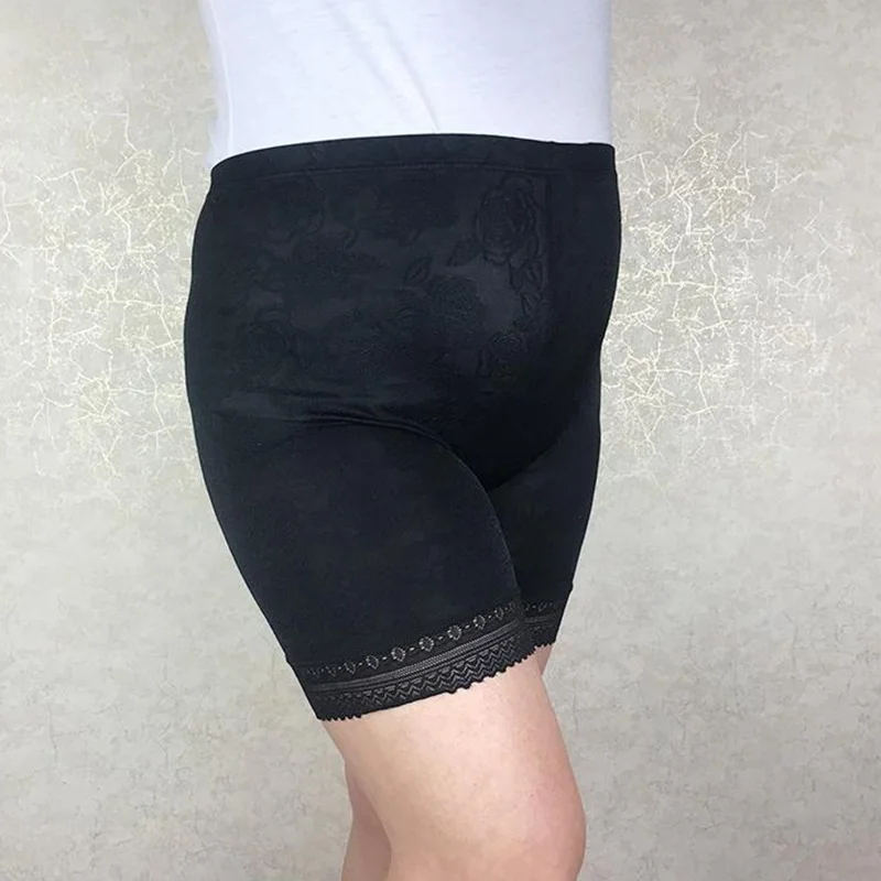 MAX 120KG Plus size High elastic jacquard weave lace pants,anti chafing legs big pants Safety Short Pants women 4547 6xl,5xl